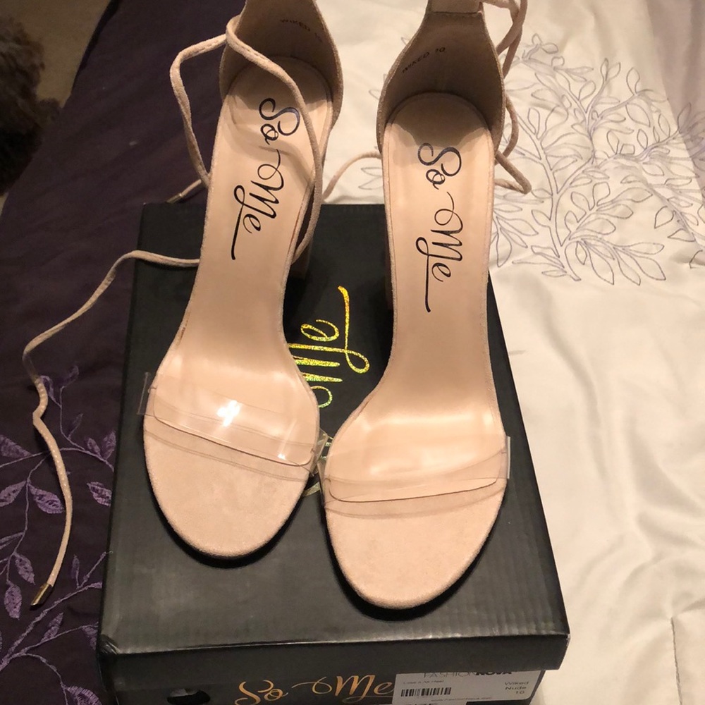 Fashion Nova Wiked Nude Heels.